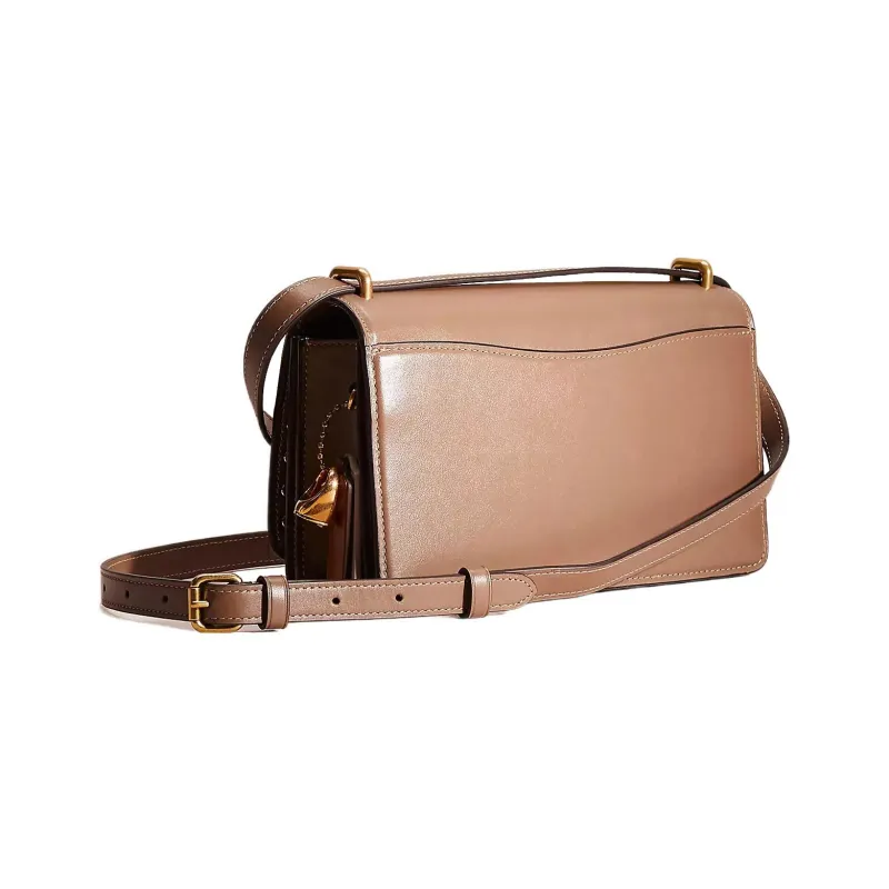 COACH Bea Calfskin Small Square Bag Shoulder Bag Crossbody Bag Small Size Women's Brass With Black Stone Color-1