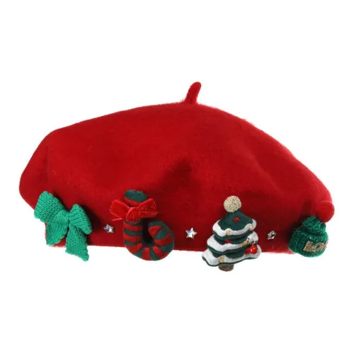FREE RABBITⅡ Woolen Berets Unisex Red