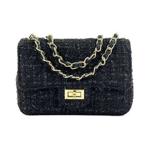 BGAY Yarn Woolen Small Square Bag Chain Bag Shoulder Bag Crossbody Bag Small Size Women's Black/Midnight Blue/Gold