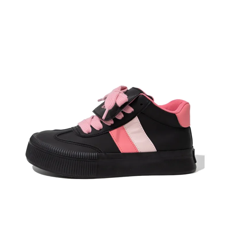Feiyue Anti Slip Wear Resistant High Top Skateboard Shoes Women's Black Pink-0