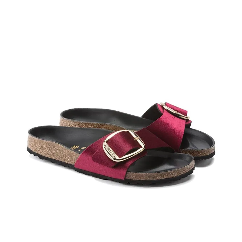 Birkenstock Madrid Big Buckle Slide Slippers Women's Red Narrow Fit-3