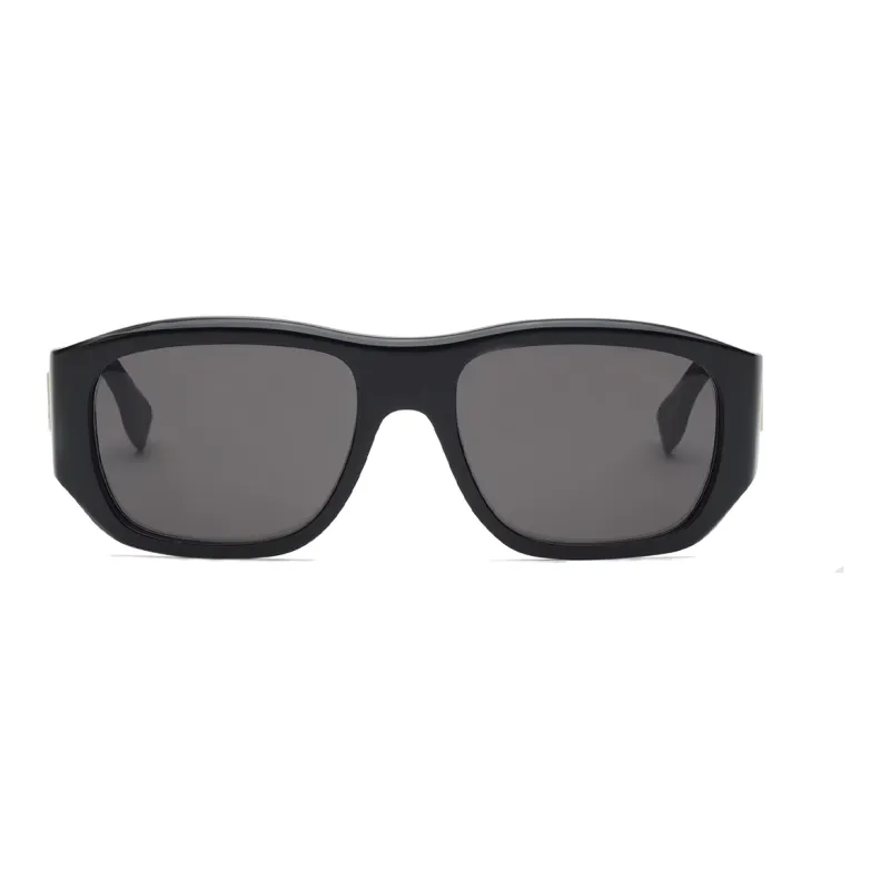 FENDI Acetate Brass Plastic Irregular Shape Sunglasses Women's Black-1
