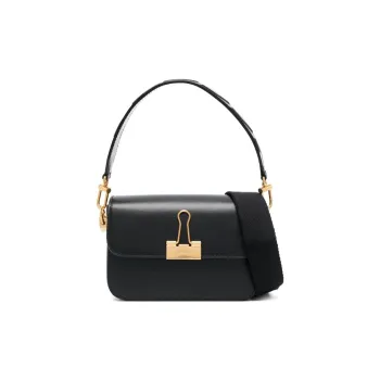 OFF WHITE Binder Leather Shoulder Bag Black