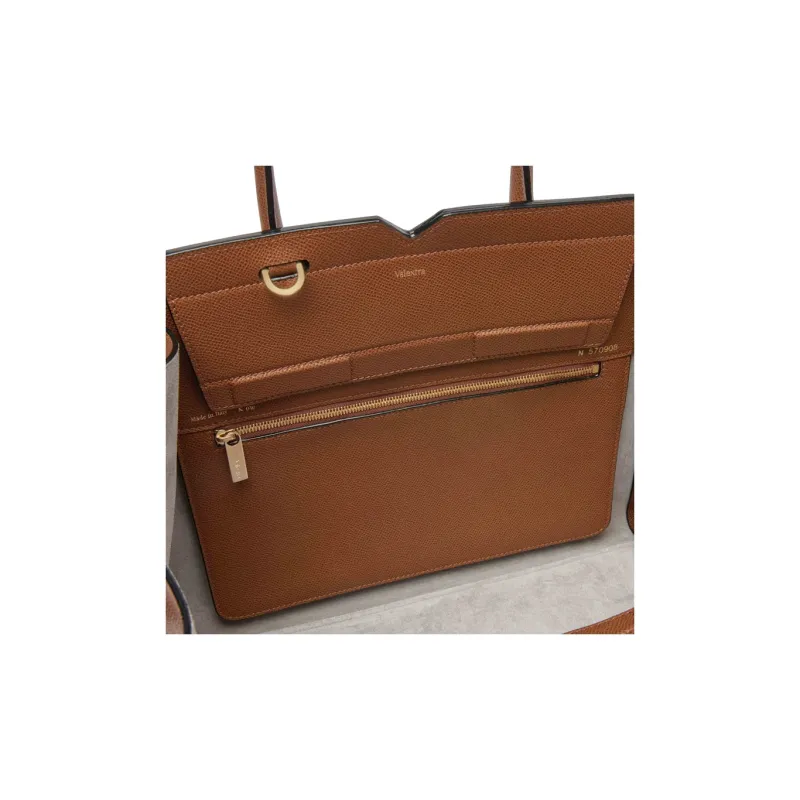 Valextra Millepunte Calfskin Shoulder Bag, Crossbody Bag, Handbag Medium Size Women's Chocolate Brown-5