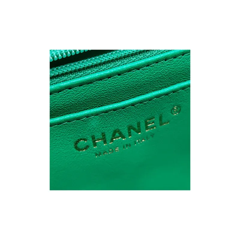 CHANEL Classic Flap CF Sheepskin Shoulder Bag, Crossbody Bag Trumpets Women's Bamboo Green-4