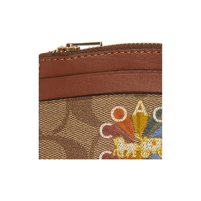 COACH Card Case Canvas Card Holder Mini Unisex Khaki-3