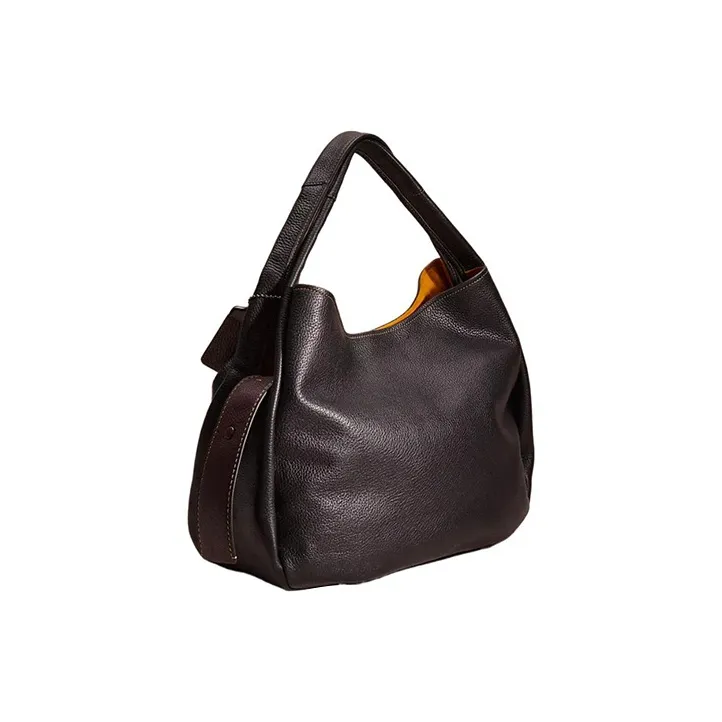COACH Hobo Natural Pebbled Leather Hobo Bag One Shoulder Handbags Large Size Women's Tin Alloy With Washable Red-2