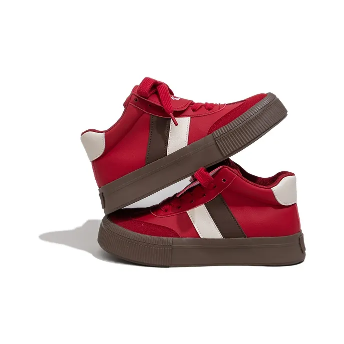 Feiyue High Top Skateboard Shoes Women's Red Black Beige-3