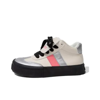 Feiyue High Top Skateboard Shoes Women's Beige Silver Pink