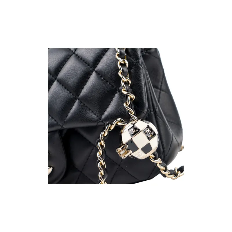 CHANEL Classic Flap CF23C Early Spring Sheepskin Shoulder Bag, Crossbody Bag Women's Black-4