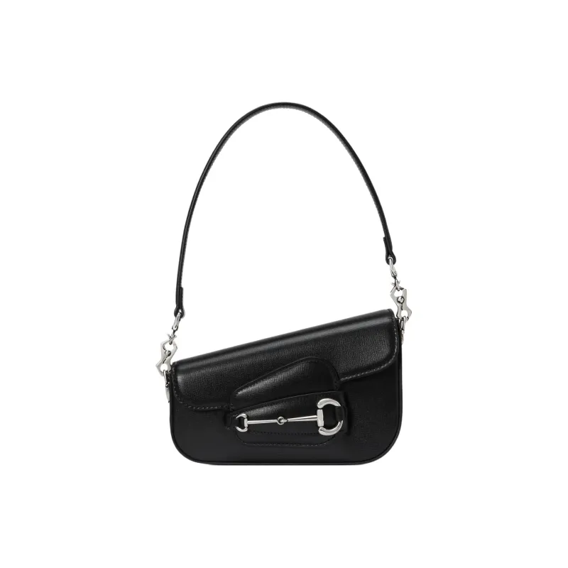 GUCCI Horsebit 1955 Recycled Resource Plant Material Handbag, Shoulder Bag Women's Black-0