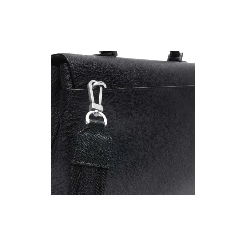 Valextra Avietta Millepunte Calfskin Briefcase Shoulder Bag Crossbody Bag Handbag Women's Black-4