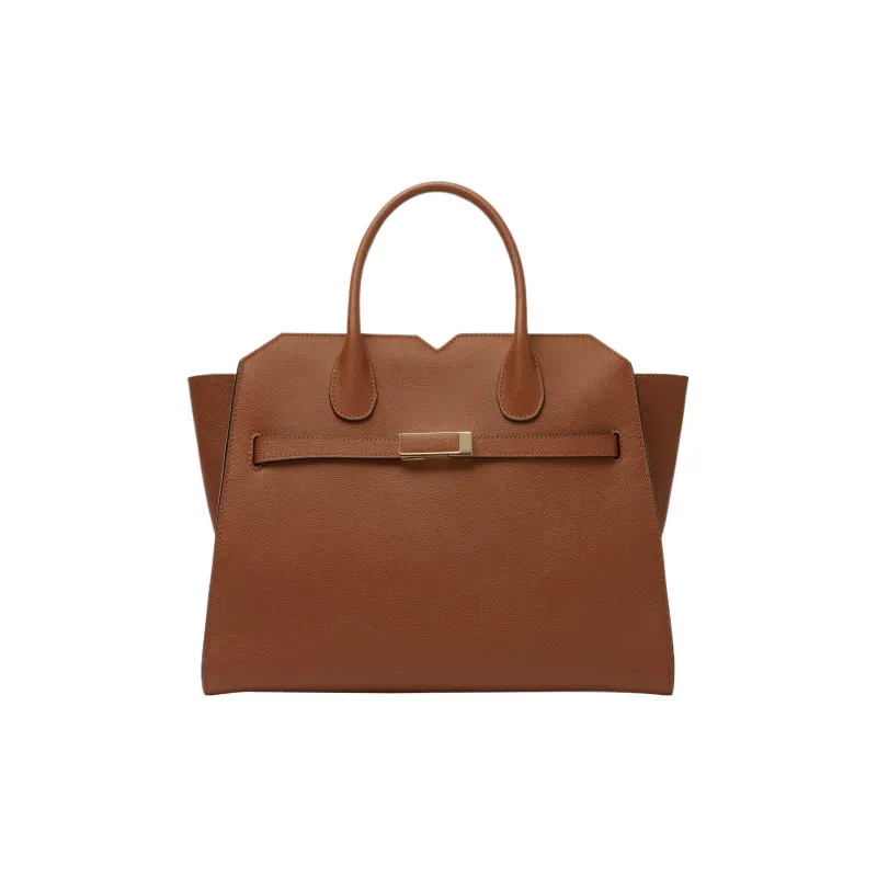 Valextra Millepunte Calfskin Shoulder Bag, Crossbody Bag, Handbag Medium Size Women's Chocolate Brown-0