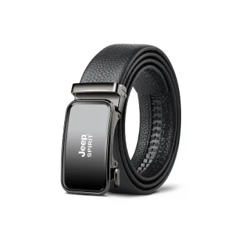JEEP SPIRIT Automatic Buckle For Young Businessmen Cow Leather Belts Men's 3.5cm