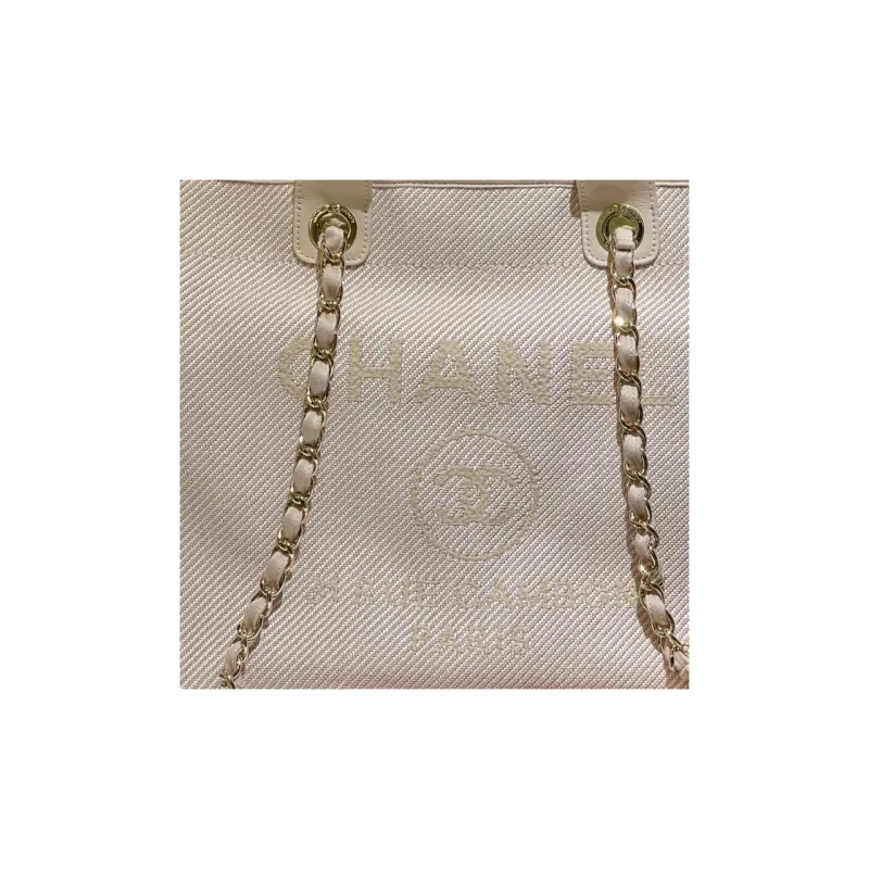 CHANEL Fabric Beach Bag, Tote Bag, Shopping Bag, Shoulder Bag, Crossbody Bag, Handbag Tubas Women's Light Pink-3