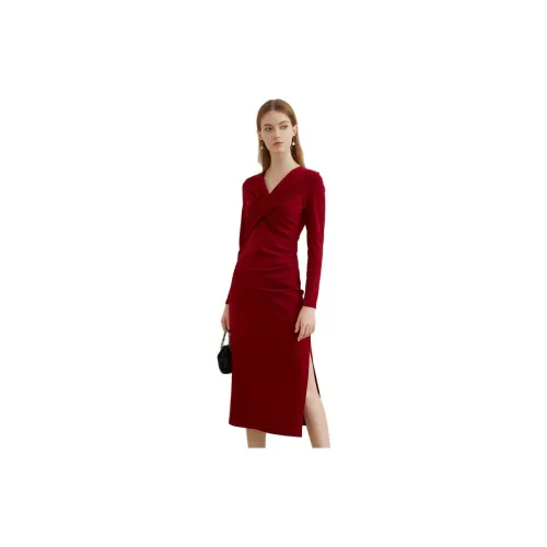 Anmani Long-Sleeved Dresses Women's Dark Red