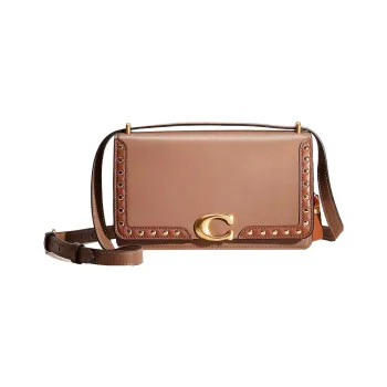 COACH Bea Calfskin Small Square Bag Shoulder Bag Crossbody Bag Small Size Women's Brass With Black Stone Color