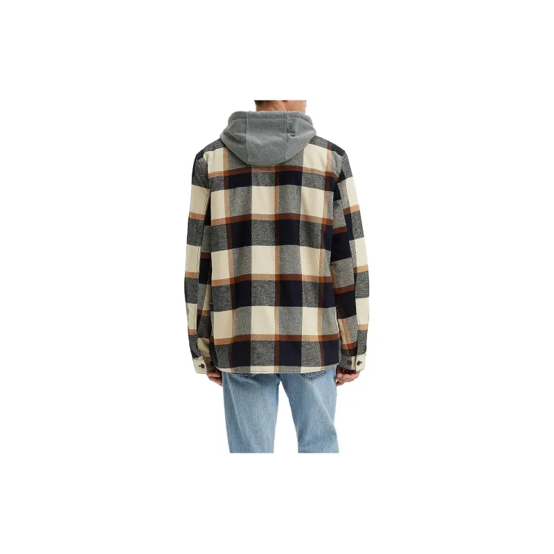 Levi’s Plaid Sherpa Lined Hoodie Jacket Jackets Coats Men's Brown-1