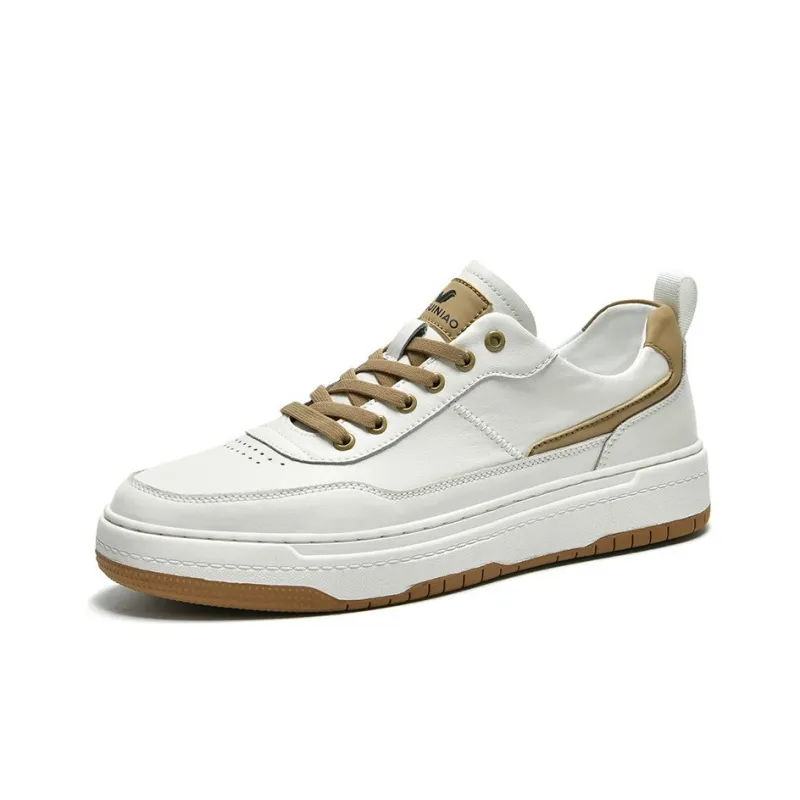 Rich Birds Height Increasing Wear Resistant Lightweight Slip Resistant Low Top Skateboard Shoes Men's Beige-1