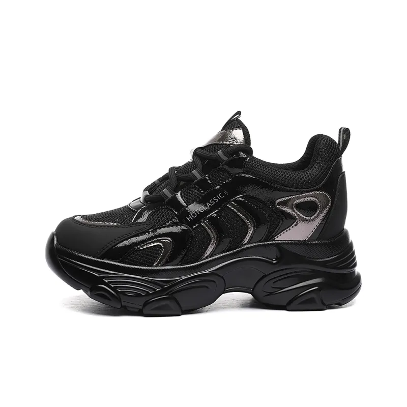 Golden Silk Rabbit Cushioning Height Increasing Breathable Low Top Chunky Sneakers Women's-0