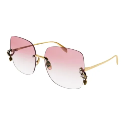 Alexander McQueen Metal Irregular Shape Sunglasses Women's Gold