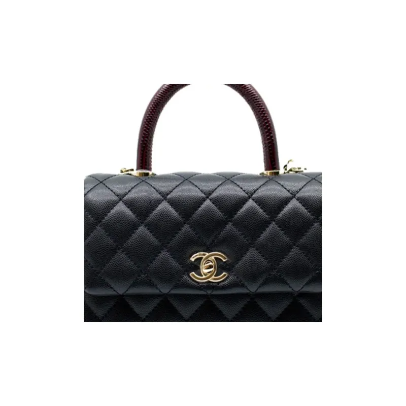 CHANEL Coco Handle Caviar Cow Leather Shoulder Bag, Crossbody Bag, Handbag Trumpets Women's Black-2