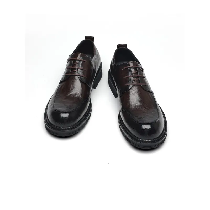 LUOGOKS Men's Casual Shoes Men Low Top Black/Dark Brown-9