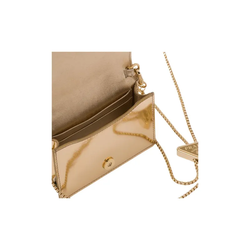 PRADA Leather Shoulder Bag Crossbody Bag Wallet Regular Women's Platinum-3