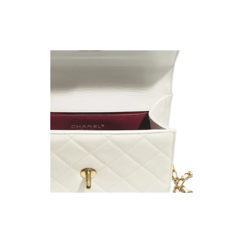CHANEL 19Bag Calfskin Handbag, Shoulder Bag, Crossbody Bag Mini Women's White-2