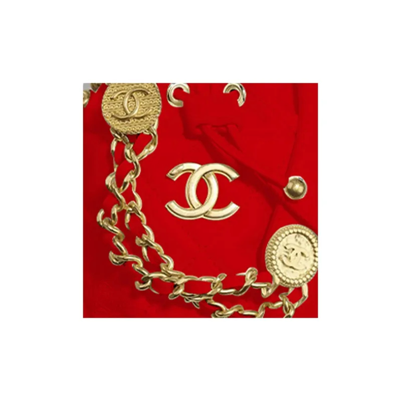 CHANEL 22A Early Autumn Grained Embossed Cow Leather Bucket Bags Shoulder Bag Crossbody Bag Mini Women's Red-1