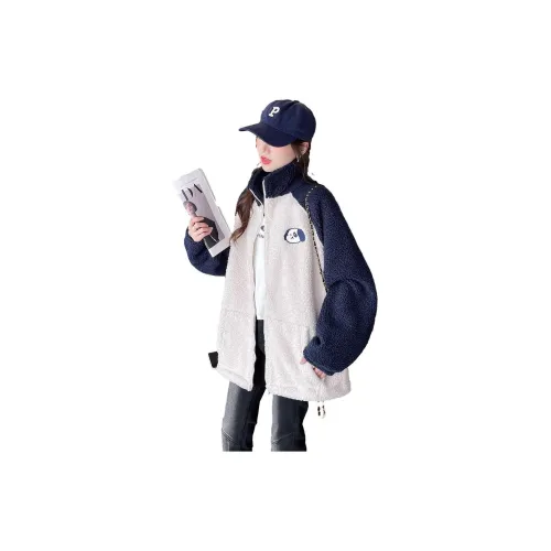 Tonlion Velvet Jackets Women's Navy Blue