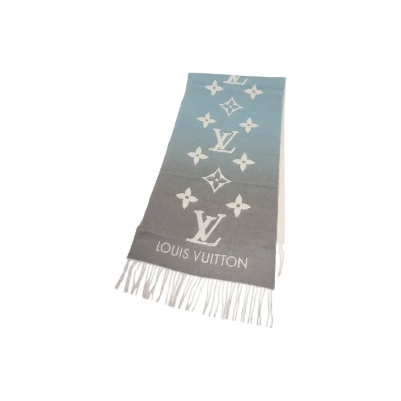 LOUIS VUITTON Knit Scarves Unisex Pink Blue Gradient-4