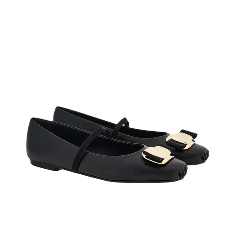 FERRAGAMO New Vara Flat Ballerina Shoes-3
