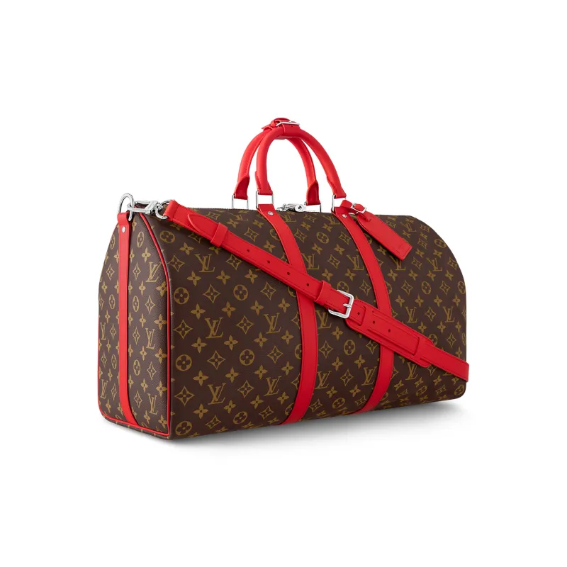 LOUIS VUITTON KeepallBandoulière Coated Canvas With Cow Leather Trim Travel Bag Men's-1