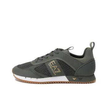 EMPORIO ARMANI EA7 Breathable Low Top Casual Shoes 2.5cm Unisex Green Gold