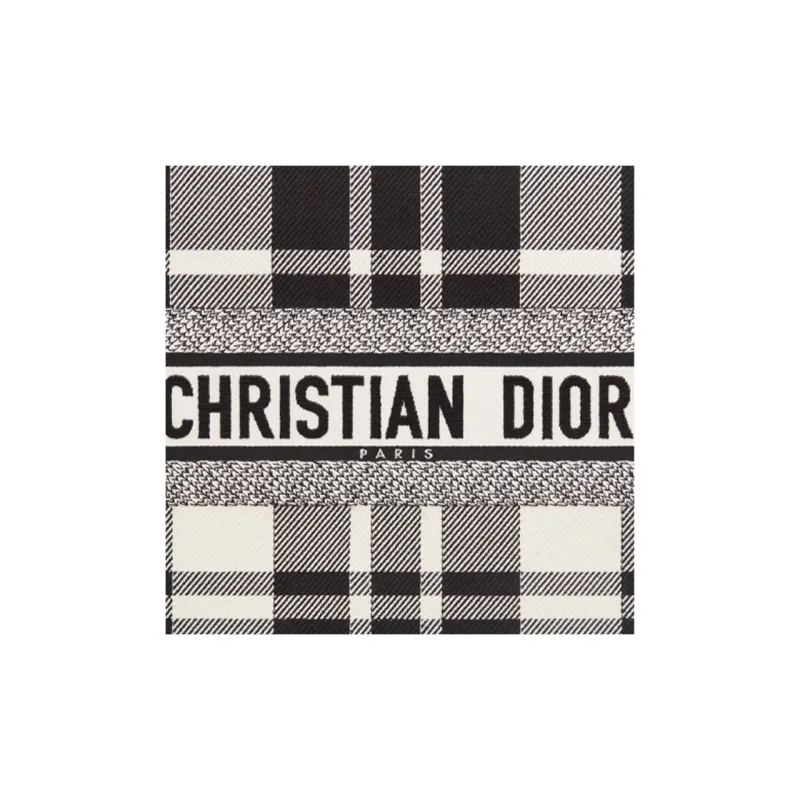 DIOR BookTote Embroidery Tote Bag Shopping Bag Handbag Large Size Women's Black/White-4
