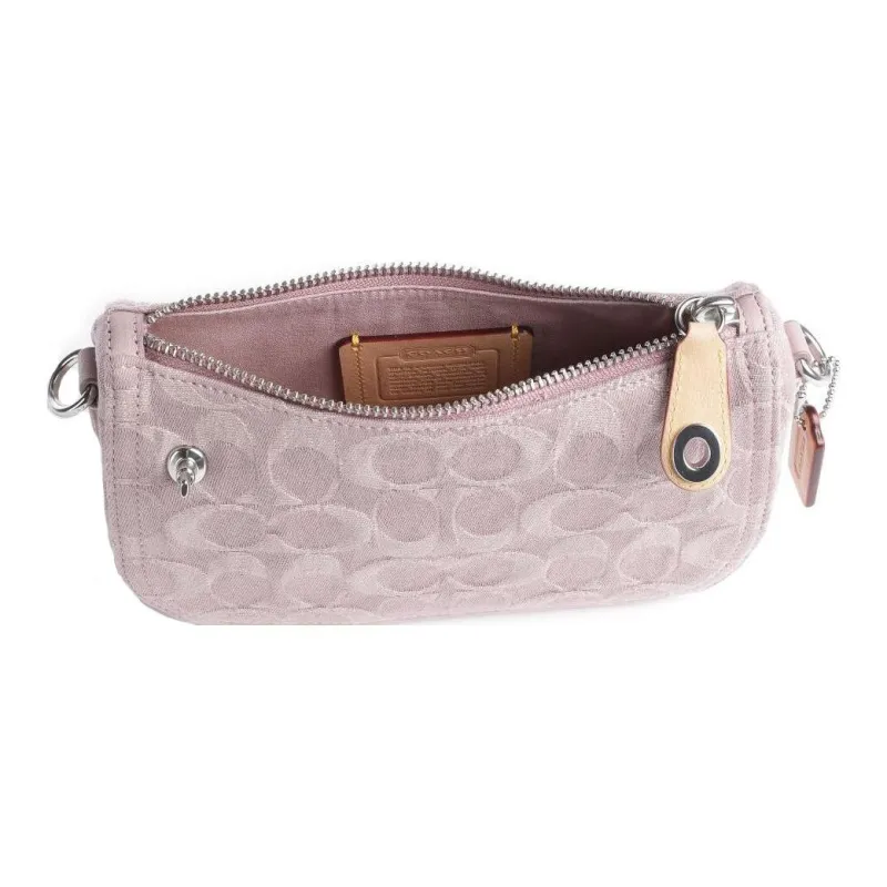 COACH Swinger Canvas With Leather Canvas Bag Crescent Bag Saddle Bag Handbag Shoulder Bag Women's Pink-2