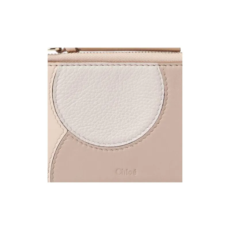 Chloe Grain Calfskin With Glossy Finish Calfskin Wallet Small Size Women's Pink & Gray-4
