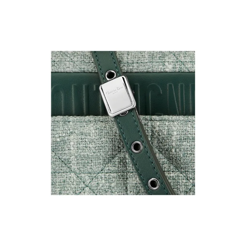 DIOR Caro Linen Crossbody Bag Trumpets Women's Green-4