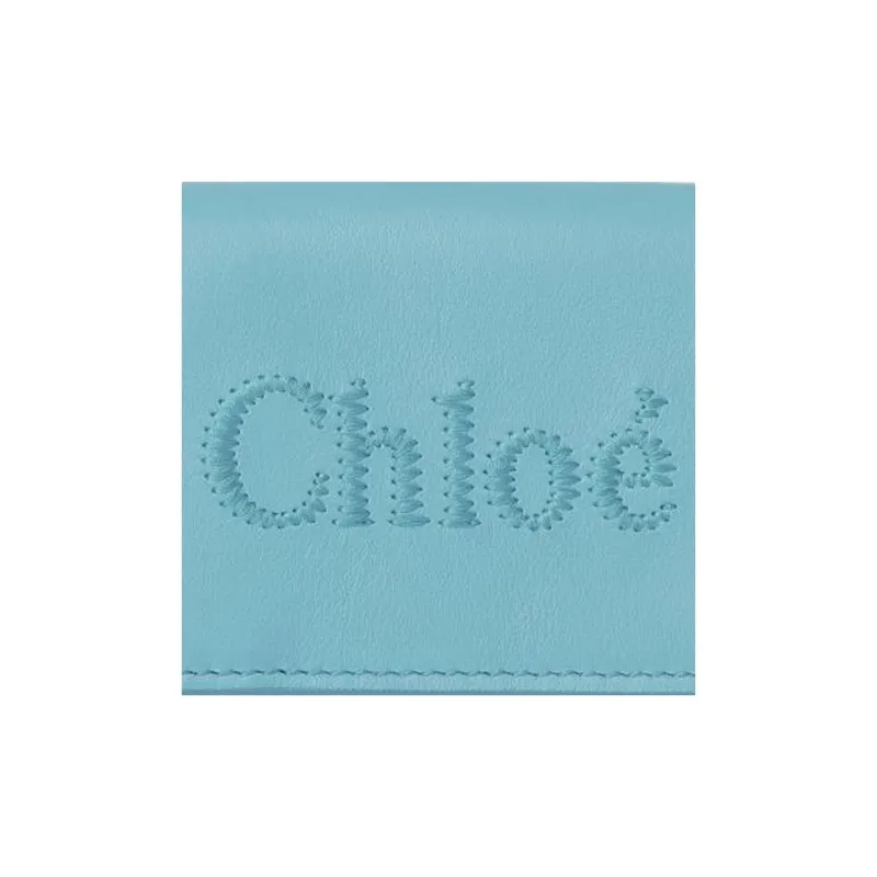 Chloe Bright Calfskin Wallet Mini Women's Water Sea-3