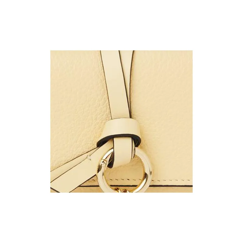 Chloe Alphabet Grained Calfskin Glossy Calfskin Card Holder Wallet Mini Women's Light Yellow-3