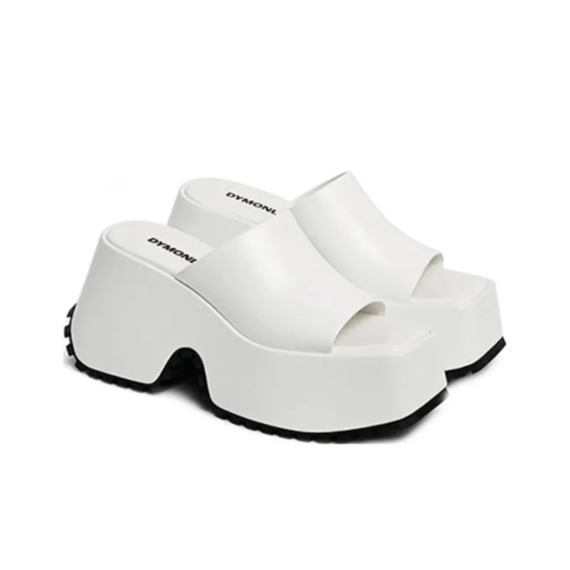 DYMONLATRY Slide Slippers 10cm Women's White-2