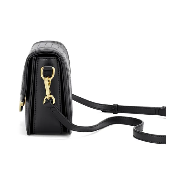 MAKEUP KITTEN Calfskin With Microfiber Crossbody Bag, Shoulder Bag, Small Square Bag Regular Women's Classic Black-4