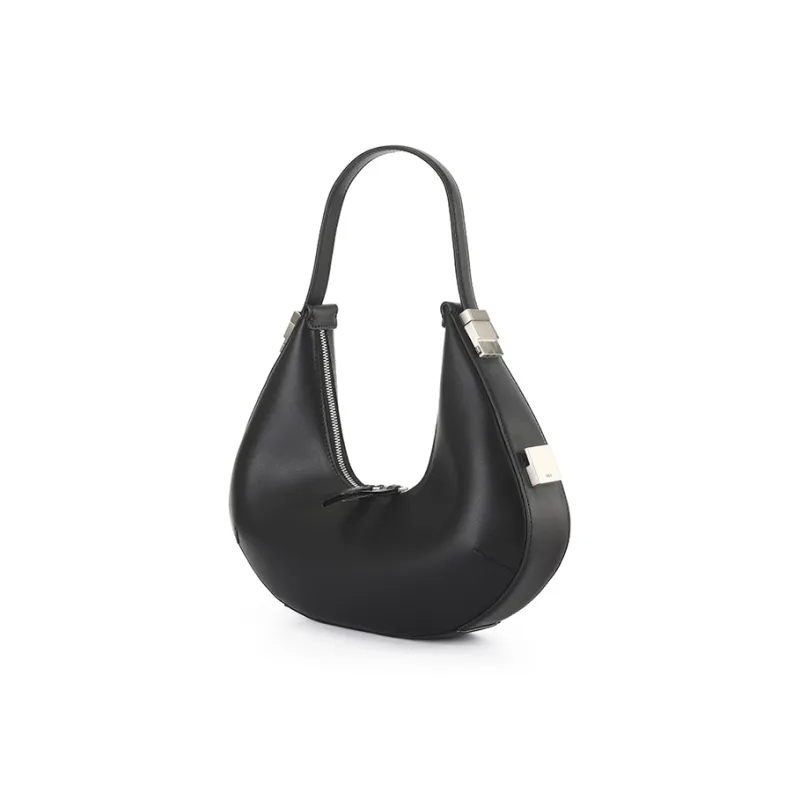 OSOI TONI HOBO Cow Leather Crescent Bag, Shoulder Bag, Handbag Women's Black-3
