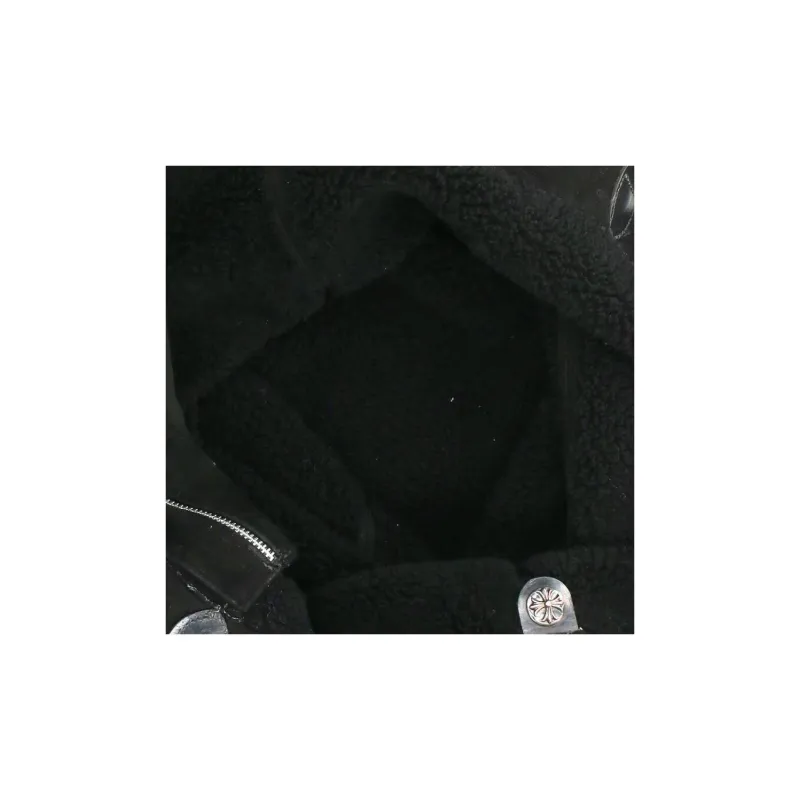 Chrome Hearts Sheepskin Handbag Unisex Black & Silver-3