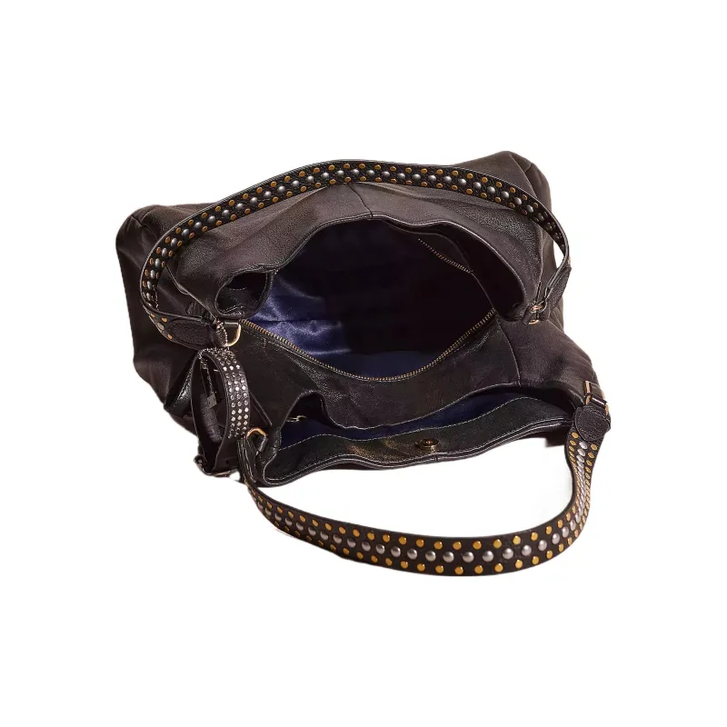 COACH Phoebe Leather Hobo Bag Handbag Shoulder Bag Women's Light Gold/Black-2