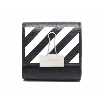 OFF WHITE Leather Wallet Women's White & Black