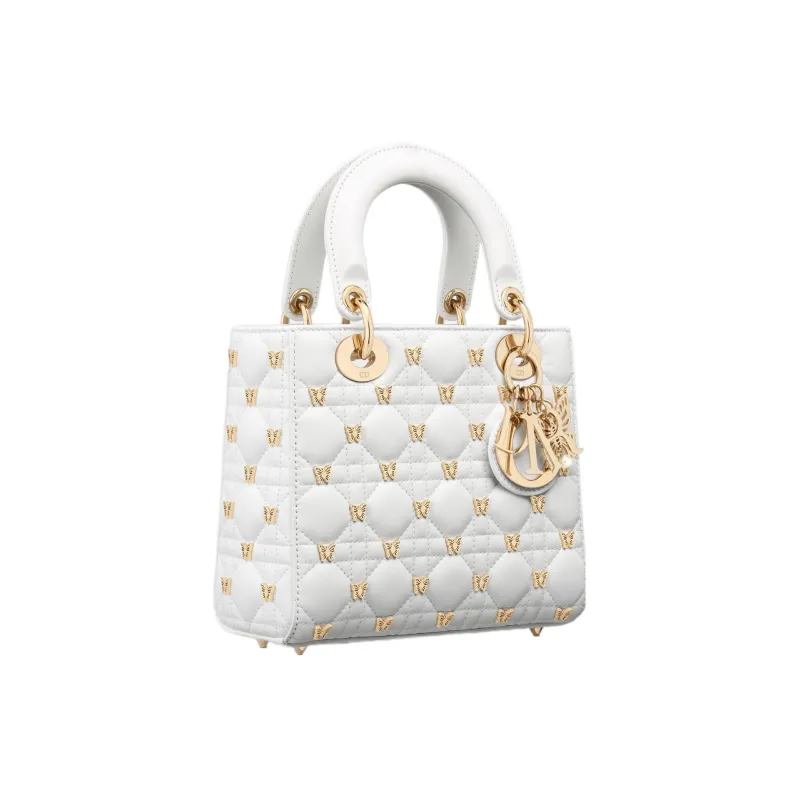 DIOR Lady Dior Lambskin Dior Bag Shoulder Bag Crossbody Bag Handbag Small Size Women's White-1