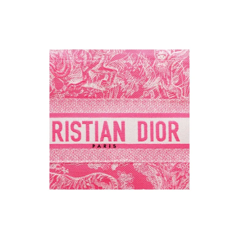 DIOR BookTote Embroidery Large Capacity Shoulder Bag Crossbody Bag Handbag Regular Women's Neon Pink-4