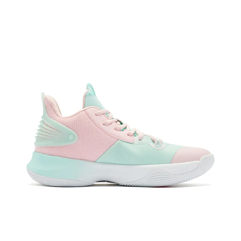 QIAODAN Poisonous Fangs TEAM Anti Slip Wear Resistant Low Top Basketball Shoes Men's Pink-1